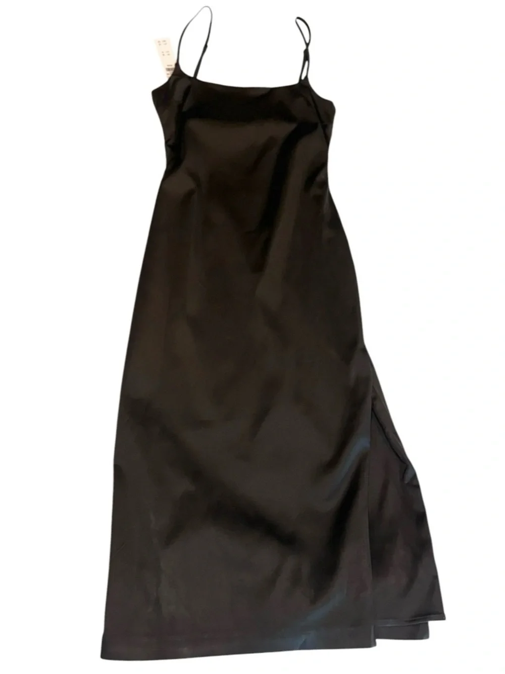 NWT Abercrombie & Fitch Slip Dress Black Satin Spaghetti Strap Cocktail Midi Med - Picture 6 of 11